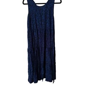 NWOT A new day black blue animal print tiered sleeveless maxi Sz M